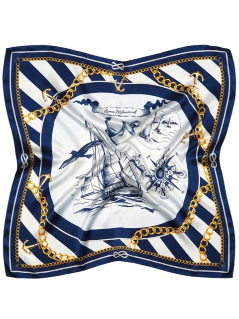 Jedwabna apaszka motyw morski 65x65cm AD7-015