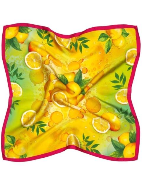 AD7-072 Chusta jedwabna druk dwustronny, cytryny 68x68cm