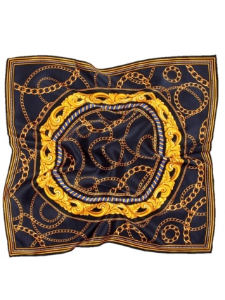 Jedwabna apaszka z motywem jeździeckim ciemna 53x53cm AD5-025
