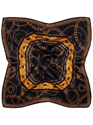 Jedwabna apaszka z motywem jeździeckim ciemna 88x88cm AD-025
