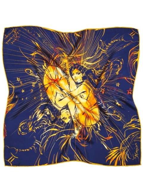 Jedwabna apaszka zodiak Bliźnięta Anna Halarewicz 68x68cm AZ-03