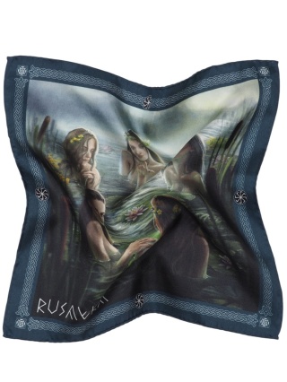 Men's pocket square made of silk twill, Rusalka 30x30 cm