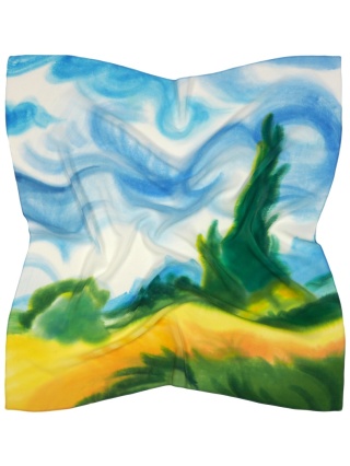 Ręcznie malowana apaszka jedwabna 90x90cm AM-095