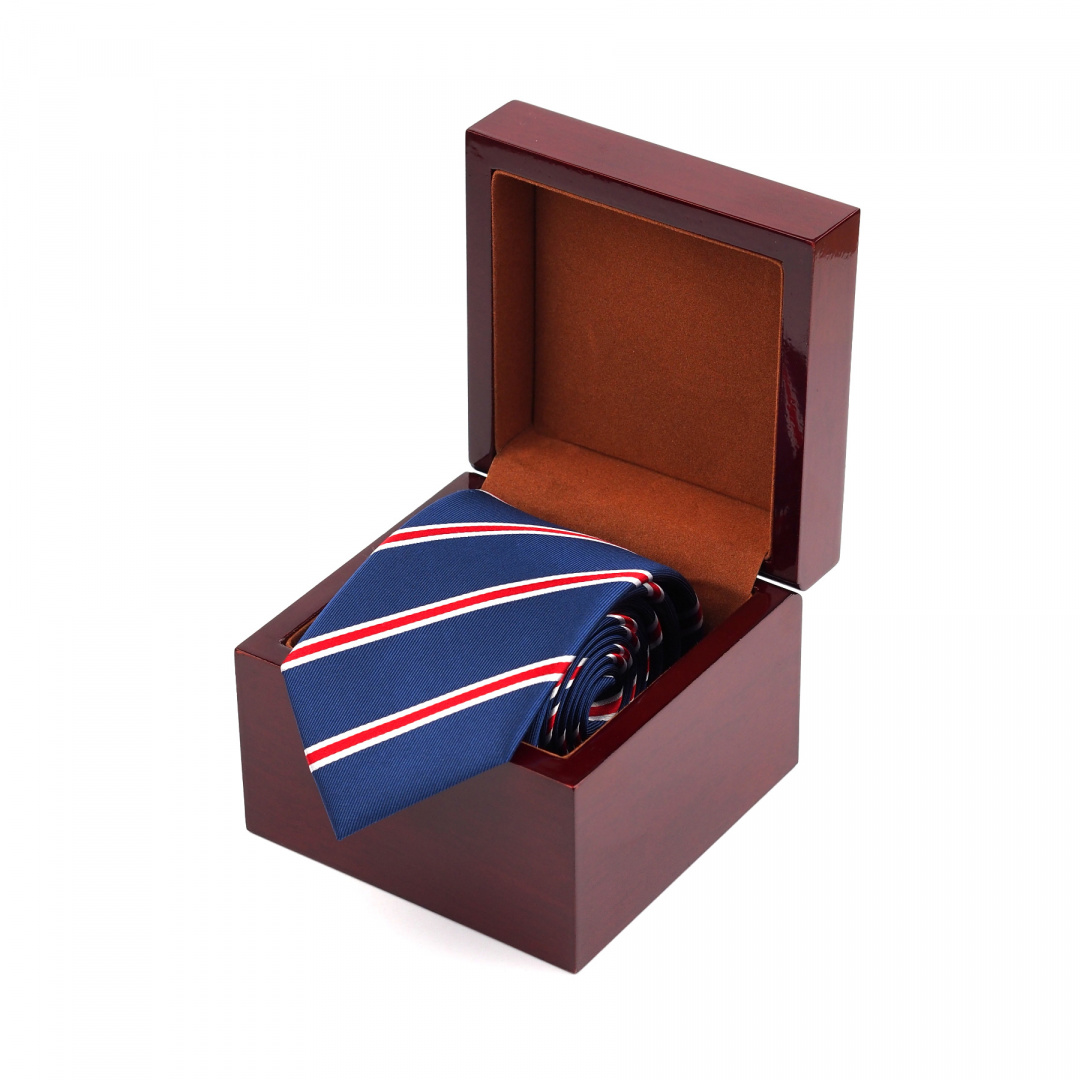 KRD-557 Krawat jedwabny w drewnianym pudeku