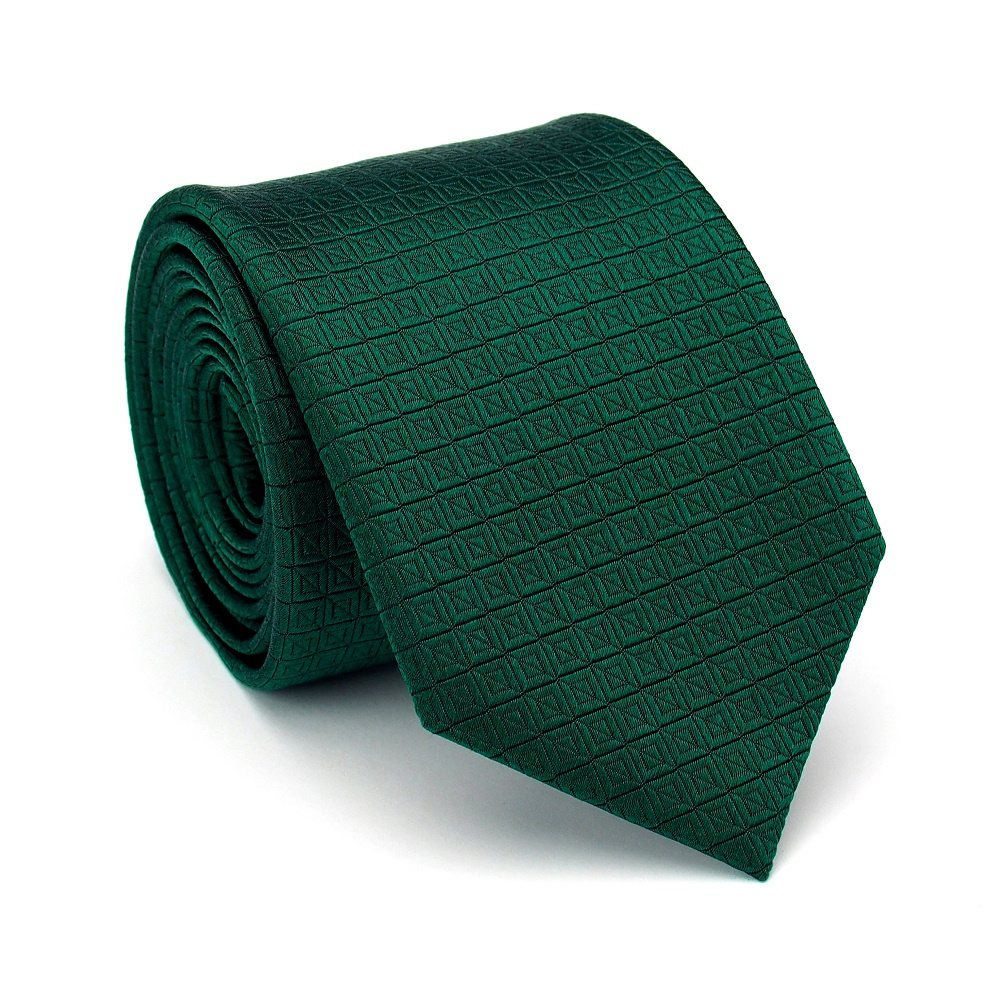 KR-011 Zielony mski krawat do garnituru tkany akardowy jedwabny