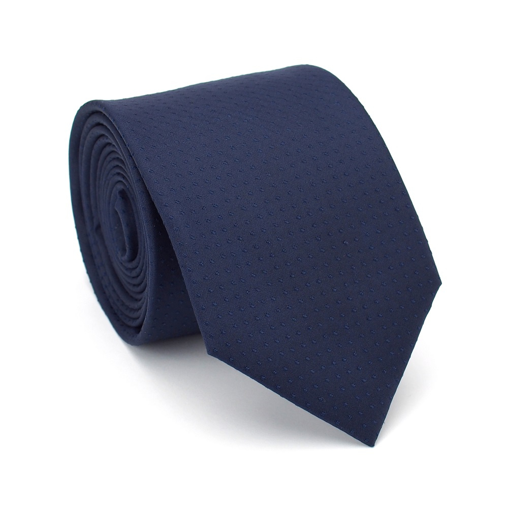 KR-019 Granatowy krawat mski jedwabny - elegancki krawat na prezent