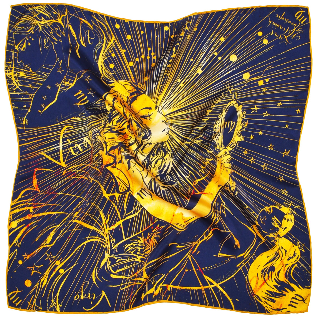 OUTLET-AZ-06 Apaszka Jedwabna Zodiak Panna 67x67cm Anny Halarewicz