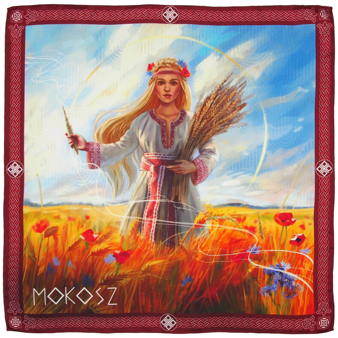 AD7-073 Jedwabna apaszka damska, Mokosz 70x70 cm