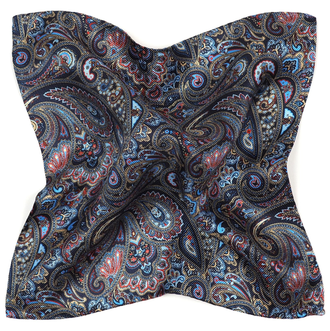 PJ-365 Jedwabna chusteczka do garnituru z wzorem paisley 30x30 cm