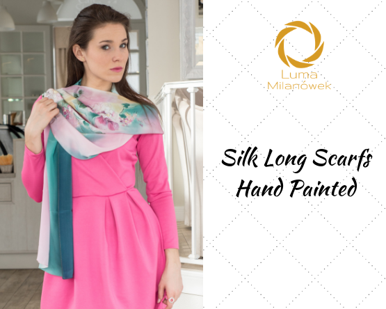 Silk Long Scarfs Hand Painted